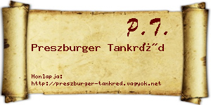 Preszburger Tankréd névjegykártya